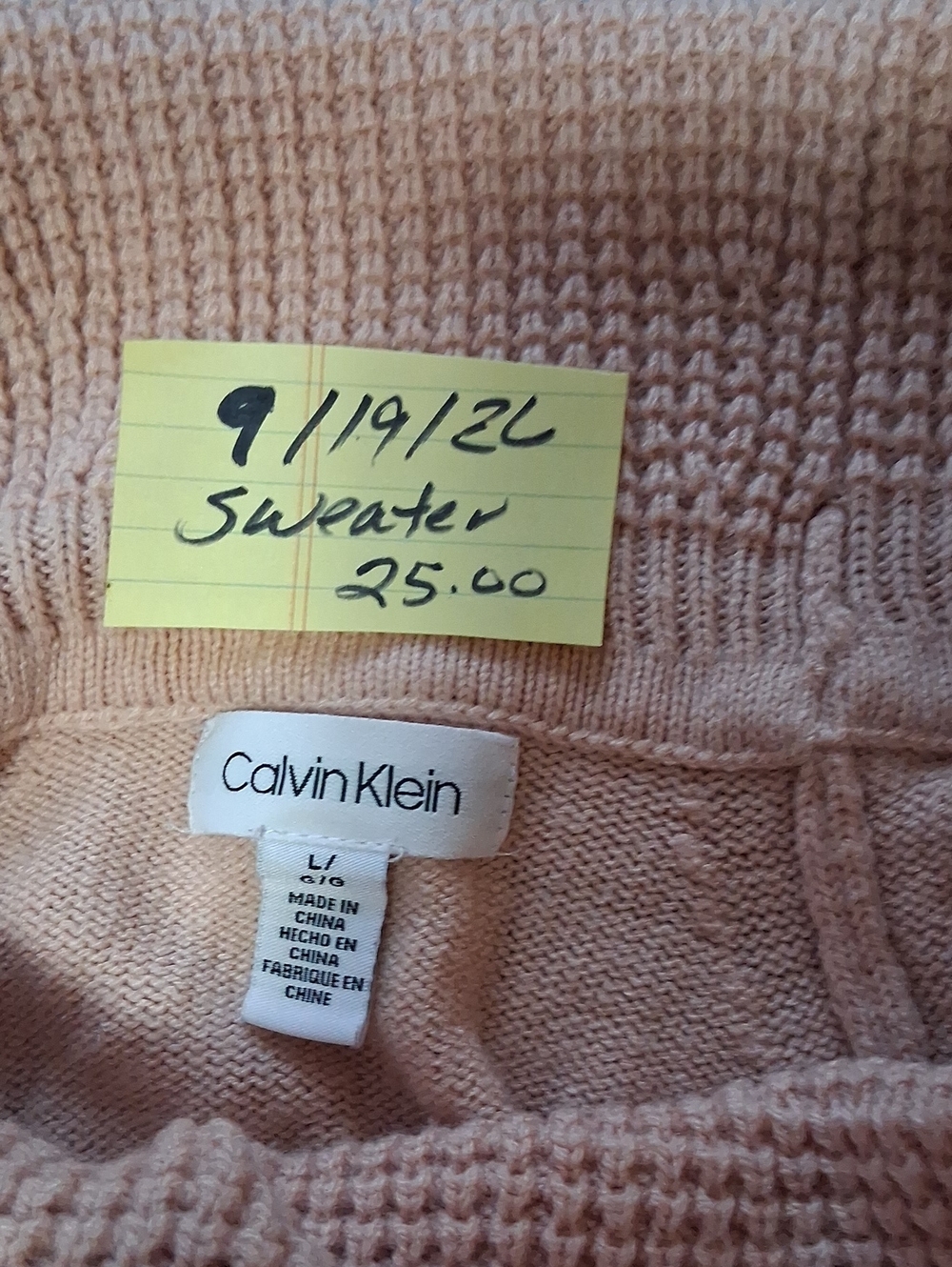 Calvin Klein Pale Pink Crew Neck Knit Sweater